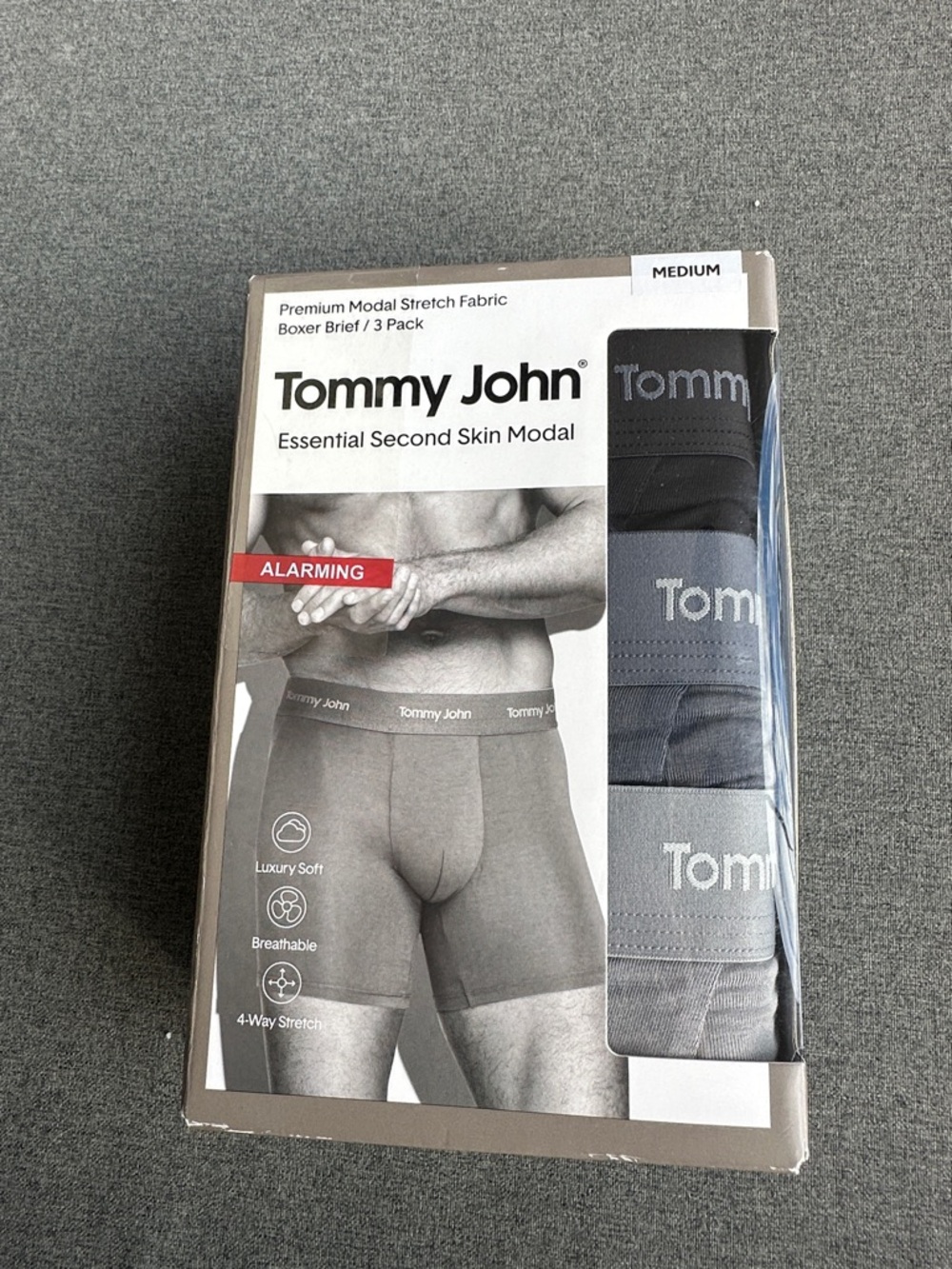 Tommy John Modal Boxer Briefs - Charcoal & Light Gray 3-Pack